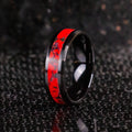 Black Opal Fire Glow - Black Ceramic Ring