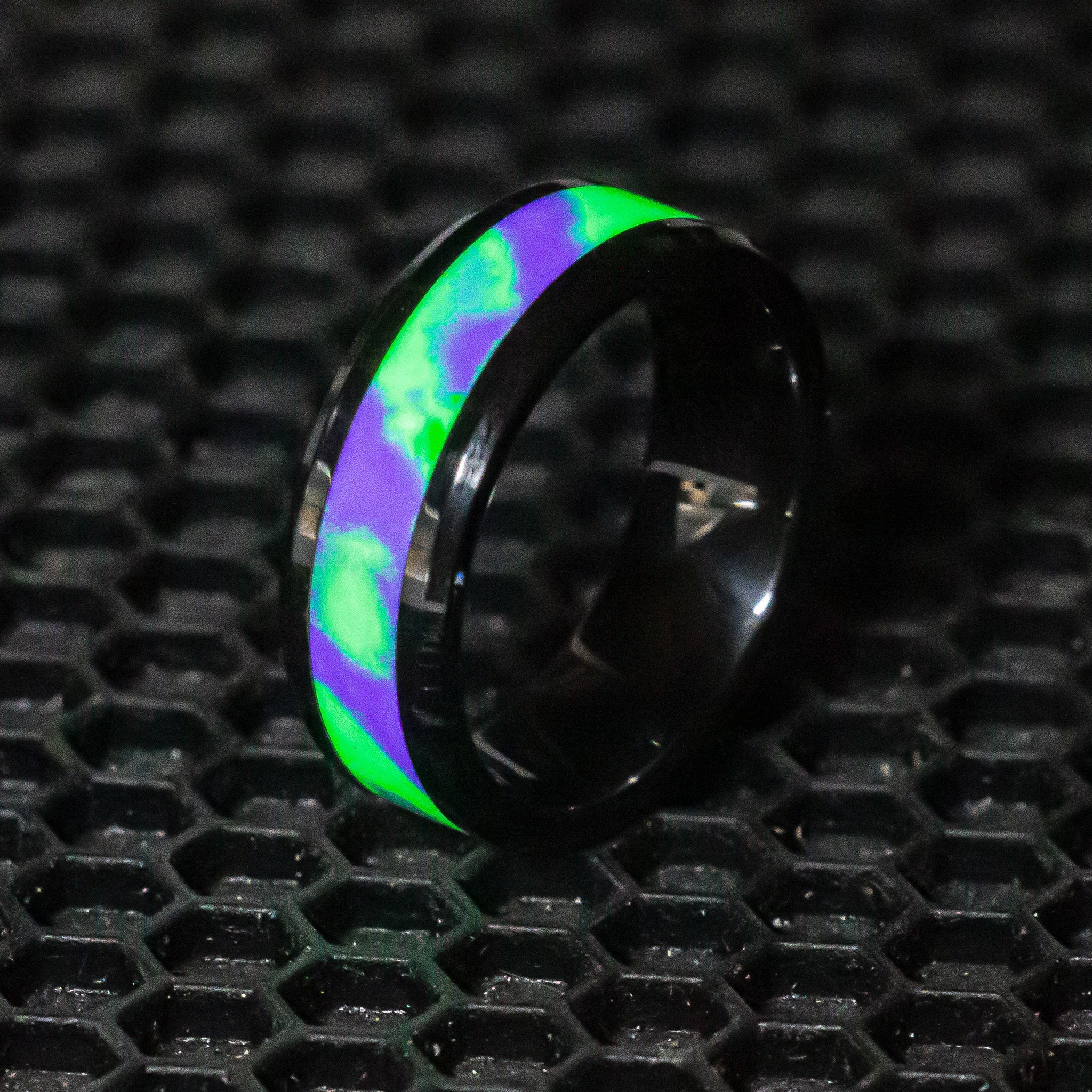The Joker Super Lume Inlay - Black Ceramic Ring